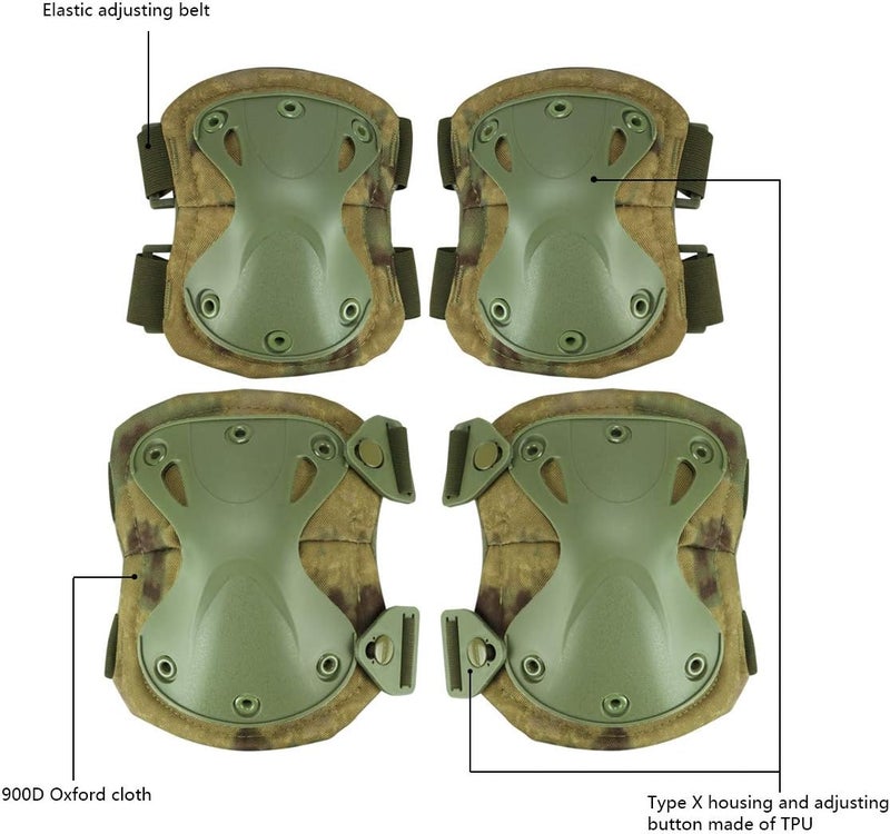 Aoutacc Tactical Combat Knee & Elbow Protective Pads Set for Outdoor CS Paintball Game Cycling Safety Skateboarding Gear Skates Knee Protection Guard Pads - Image 4