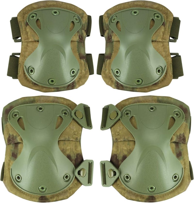 Aoutacc Tactical Combat Knee & Elbow Protective Pads Set for Outdoor CS Paintball Game Cycling Safety Skateboarding Gear Skates Knee Protection Guard Pads - Image 1