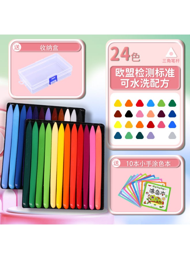mriya Children's Non-dirty Hand Crayon 36 Color Triangle Plastic Wax Brush Kindergarten Painting Oil Painting Stick Color Brush Washable - Image 1