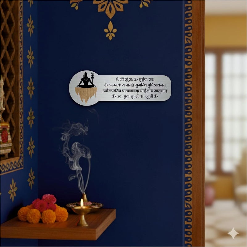 Zouple MAHA MRITYUNJAYA MANTRA Shiva Sign, 10x3.5 Inch, Durable Steel, Self-Adhesive - Image 2