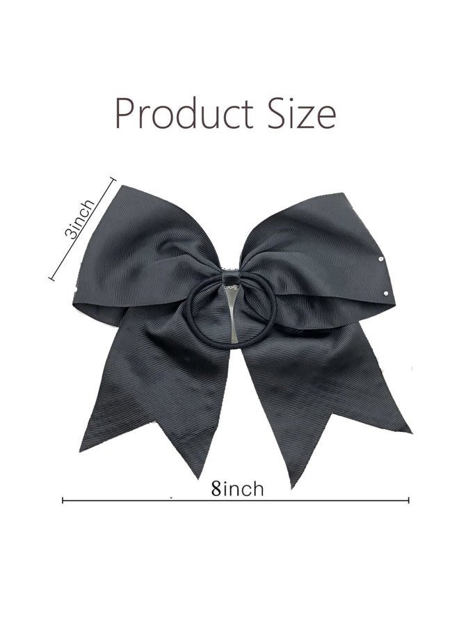 Hipcheer 12PCS 8" Rhinestones Large Cheer Hair Bows for Girls, Hand-made Grosgrain Ribbon Hair Accessories for Teen Girls Softball Cheerleader Sport (Black) - Image 4