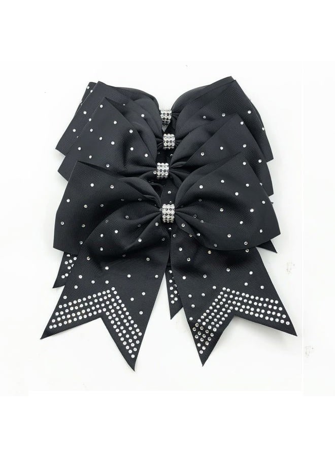 Hipcheer 12PCS 8" Rhinestones Large Cheer Hair Bows for Girls, Hand-made Grosgrain Ribbon Hair Accessories for Teen Girls Softball Cheerleader Sport (Black) - Image 3