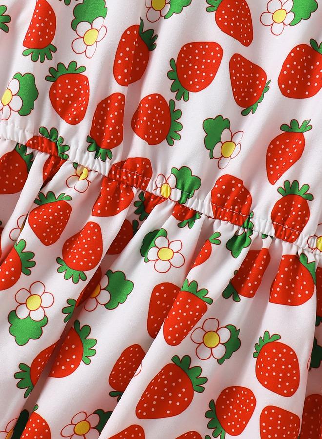 Take Two Girls Strawberry Print Strappy Dress - Image 4