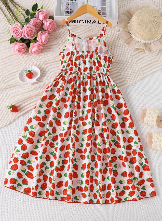 Take Two Girls Strawberry Print Strappy Dress - Image 2