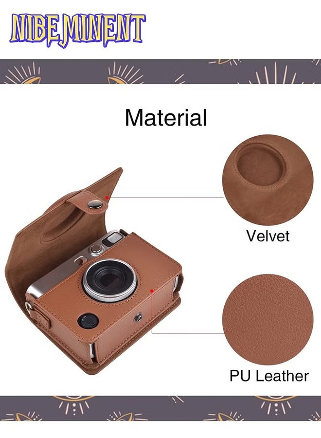 NIBEMINENT Case for Fuji Mini EVO ,Camera Compatible Camera with Adjustable Shoulder Strap in Brown Lychee Texture Horizontal Style - Image 5