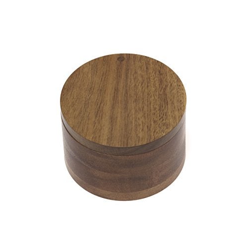 Lipper International Acacia Wood Divided Spice Box with Swivel Cover, 4" Diameter x 2.5" Height - Image 3