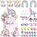 SONICEBUY 55Pcs Unicorn Cake Topper Rainbow Unicorn Flower Cake Decorations with Pearl Balls Butterflies Cake Toppers for Girls Kids Women Birthday Party Groovy Boho Rainbow Unicorn Party Supplies - Image 3