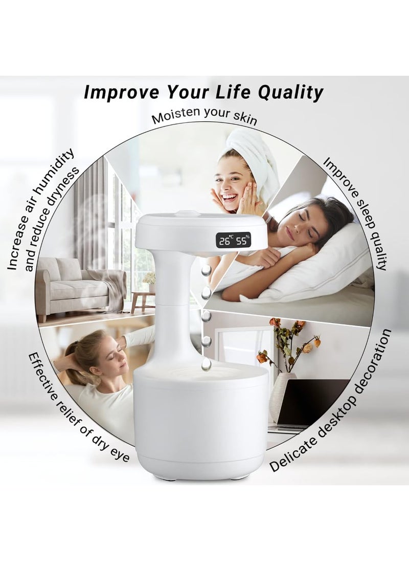 Elevea Elevea Only This Month with 15 YEARS WARRANTY AntiGravity Water Drop Humidifier LED Display 800ML Droplets Ultrasonic Quiet Cool Mist Maker Fogger Desktop Humidifiers for Office Bedroom  - Image 5