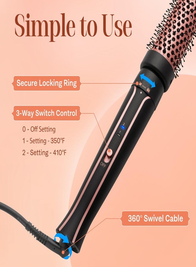 Asani 1.5" Heated Round Thermal Barrel Brush with Detachable Brush Head for Medium Curls, Loose Waves, and Volume - Travel-Friendly Dual Voltage (120-240V) - Straightening Brush for All Hair Types - Image 3