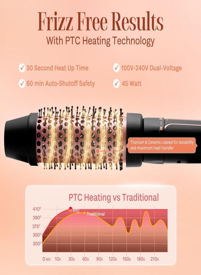 Asani 1.5" Heated Round Thermal Barrel Brush with Detachable Brush Head for Medium Curls, Loose Waves, and Volume - Travel-Friendly Dual Voltage (120-240V) - Straightening Brush for All Hair Types - Image 5