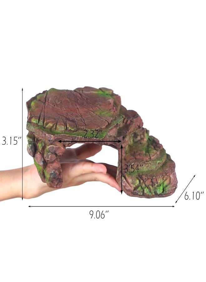 IBWell Turtle Basking Climbing Platform Aquarium Fish Tank Ornament Reptile Climbing Ramp Decorations for Salamanders Amphibians Newts, Terrace Tortoise Resting - Sienna - Image 2