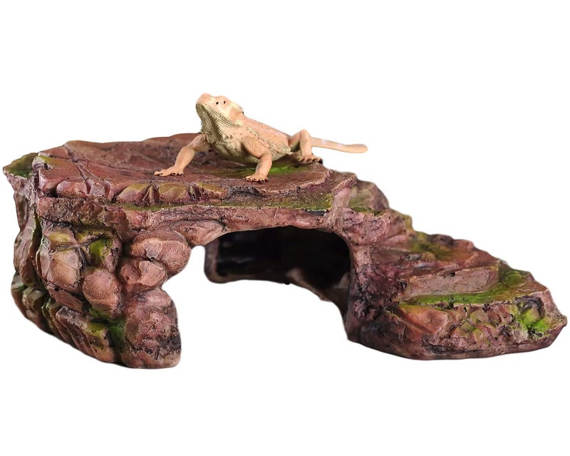 IBWell Turtle Basking Climbing Platform Aquarium Fish Tank Ornament Reptile Climbing Ramp Decorations for Salamanders Amphibians Newts, Terrace Tortoise Resting - Sienna - Image 1