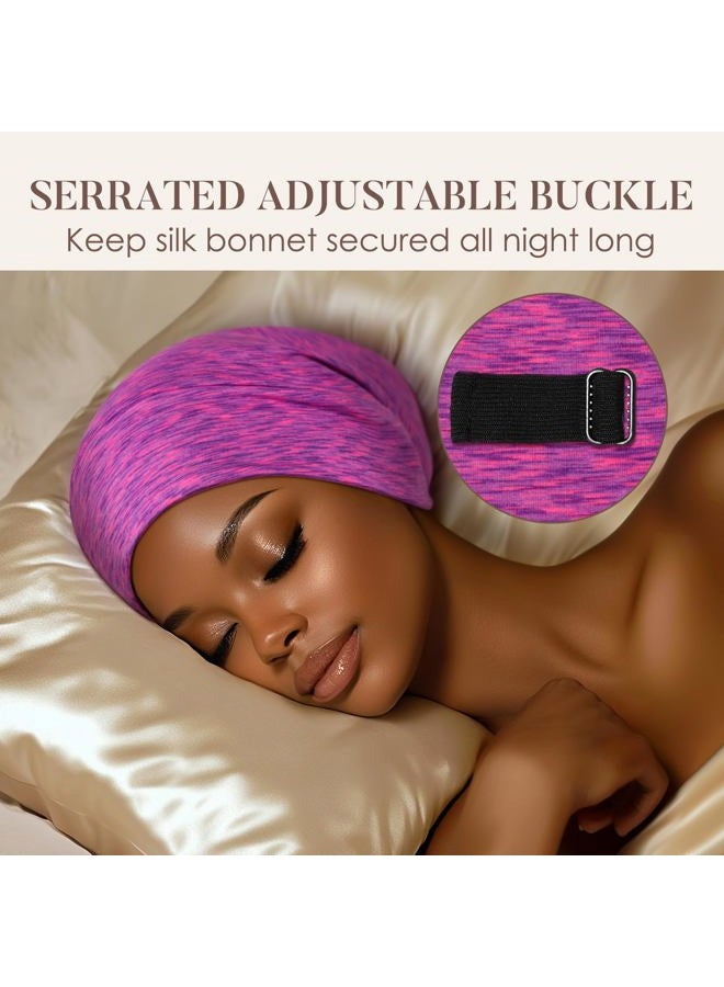 LULUSILK 100% Mulberry Silk Lined Sleep Cap Silk Bonnet for Sleeping, No More Frizzy Tangled Hair, Stay On All Night Adjustable Silk Hair Wrap for Sleeping, Hot Pink, Pack of 1 - Image 4