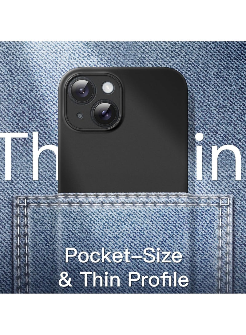 Ultra Slim (0.35mm Thin) Case for iPhone 15 6.1-Inch, Camera Lens Cover Full Protection, Lightweight Matte Finish PP Hard Minimalist Case, Support Wireless Charging (Black) - Image 3