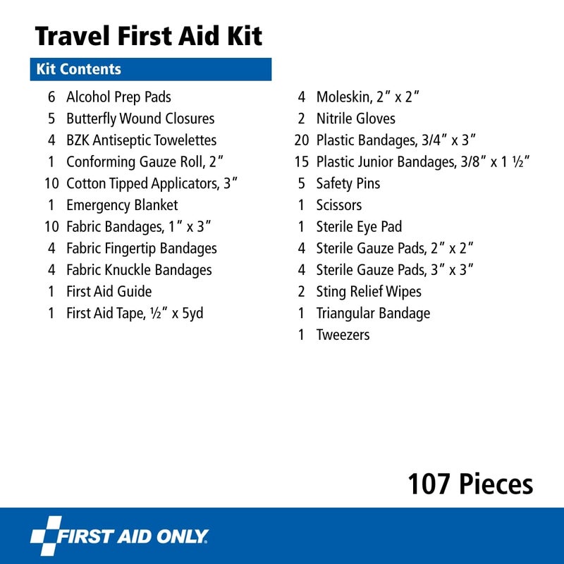 First Aid Only مجموعة الإسعافات الأولية المتعددة الاستخدامات 91701 من فيرست أيد أونلي لحالات الطوارئ المنزلية والسيارة والسفر والأعمال 107 قطعة - Image 3
