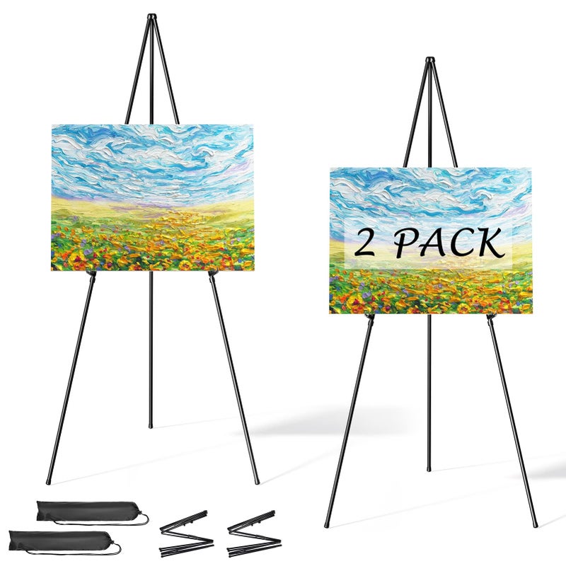 Easel Stand for Display Aredy 63 Portable Painting Easel Lightweight Metal Easels for Painting Canvas Wedding Sign 2 Pack
