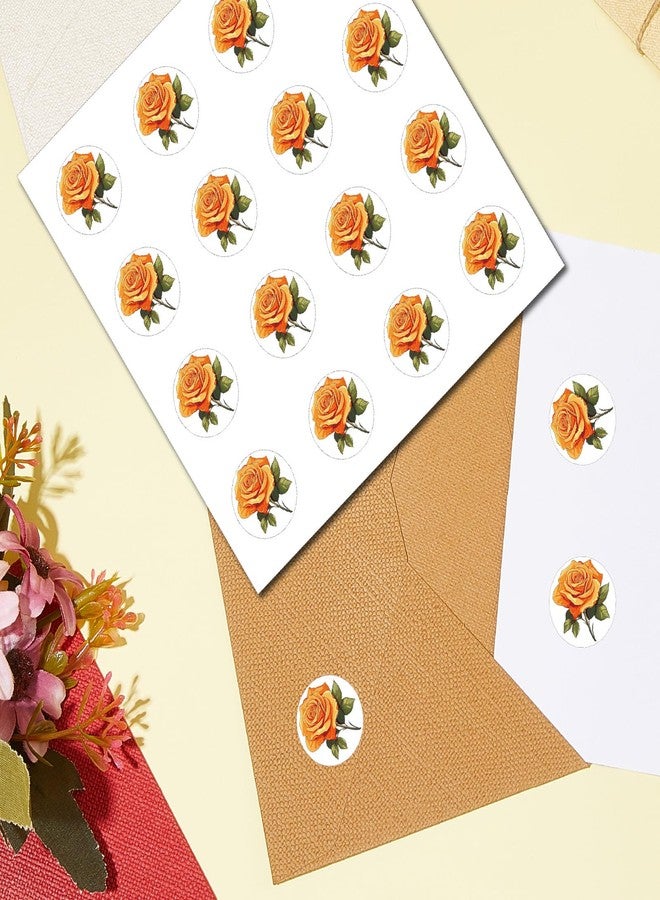 CREATCABIN 128Pcs 8 Sheets Orange Roses Stickers Flower Planner Sticker Waterproof Self-Adhesive Plastic Decals Vintage Stickers for Scrapbooking Envelope Helmet Supplies DIY Phone Crafts 0.98Inch - Image 4