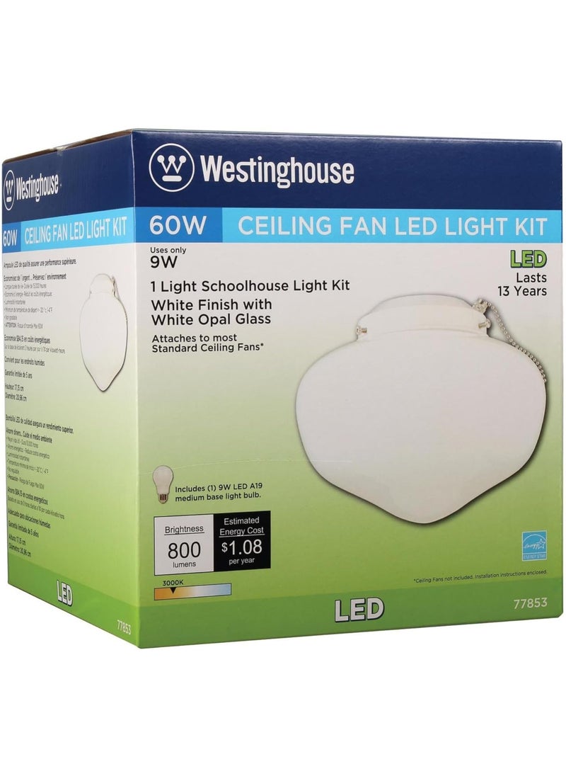 Westinghouse Westinghouse 7785300 LED Schoolhouse IndoorOutdoor Ceiling Fan Light Kit White Finish with White Opal Glass  - Image 2