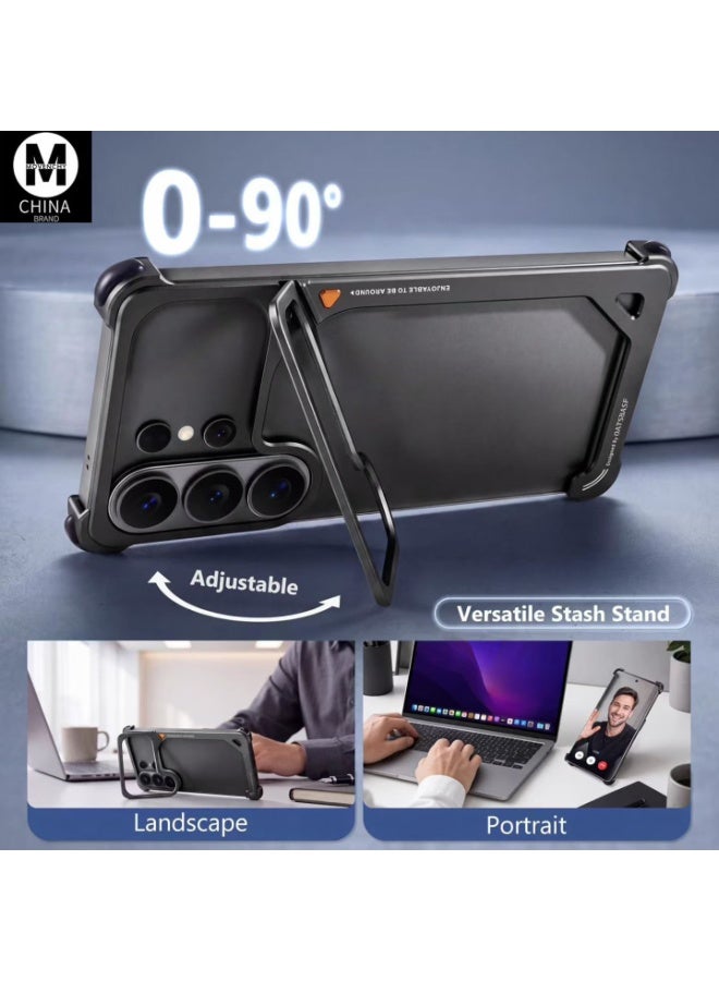 OATSBASF Frameless Case For Samsung Galaxy S26 Ultra With Aerospace Grade Aluminum Shockproof Protective Cover Slim Metal Bumper Case Black - Image 4