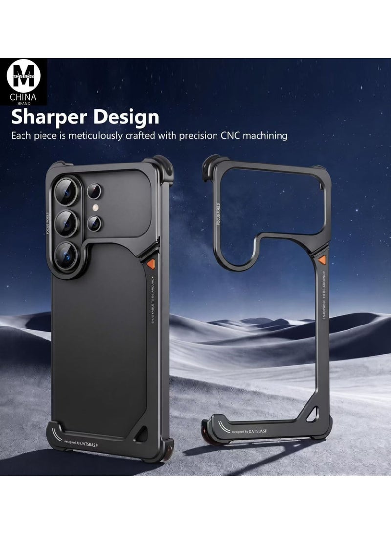 OATSBASF Frameless Case For Samsung Galaxy S26 Ultra With Aerospace Grade Aluminum Shockproof Protective Cover Slim Metal Bumper Case Black - Image 5