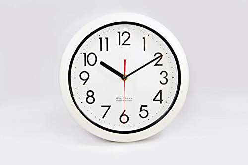WELLONICE Perfect Shell Water Resistant Clock Quartz Movement Simple Modern Design 98 in Diameter 1 in thickness Plastic Frame 2 Flexible Options to hang or to stand - Image 1