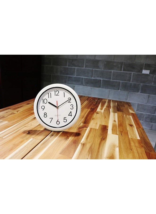 WELLONICE Perfect Shell Water Resistant Clock Quartz Movement Simple Modern Design 98 in Diameter 1 in thickness Plastic Frame 2 Flexible Options to hang or to stand - Image 2