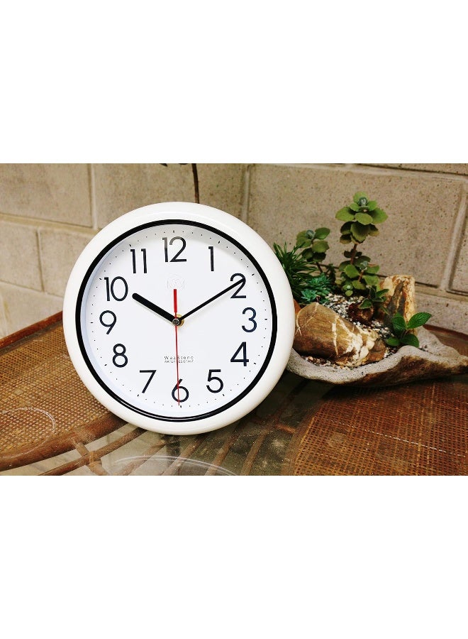 WELLONICE Perfect Shell Water Resistant Clock Quartz Movement Simple Modern Design 98 in Diameter 1 in thickness Plastic Frame 2 Flexible Options to hang or to stand - Image 4
