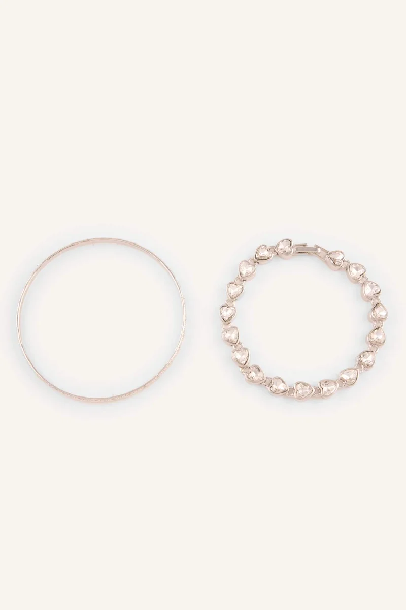 Woman 2 Piece Metal Bracelet Set