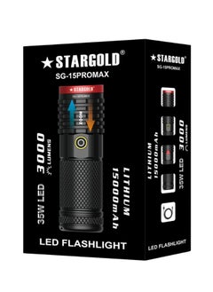 Stargold Rechargeable LED Flashlight 35W 15000mAh Lithium Battery Corrosion/Water/Shock Resistance  - Image 2