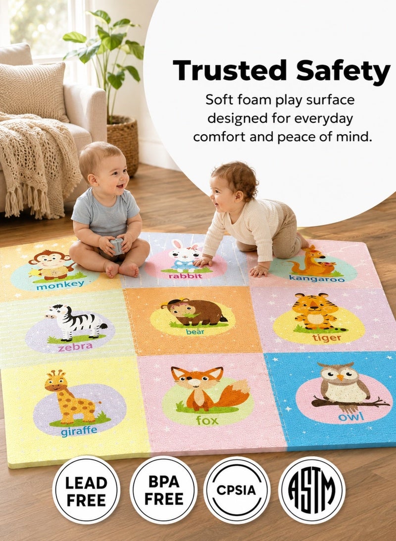 GOOGO Baby Play Mat, Soft Foam Floor Tiles for Kids. Adjustable Interlocking Foam Tiles, Compatible with a 30x30 Playpen Baby Mat for Crawling & Development, Safe & Non-Toxic Playmat for Babies 6–12 Months - Image 4