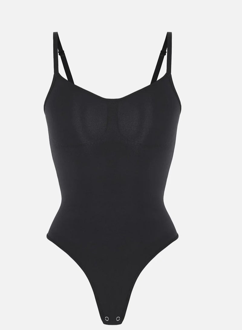 خاجول بدلة نحت للجسم بدون خياطة للتحكم في شكل البطن، مشد خصر للنساء، مشد كامل للجسم عالي الخصر (أسود) - Image 4