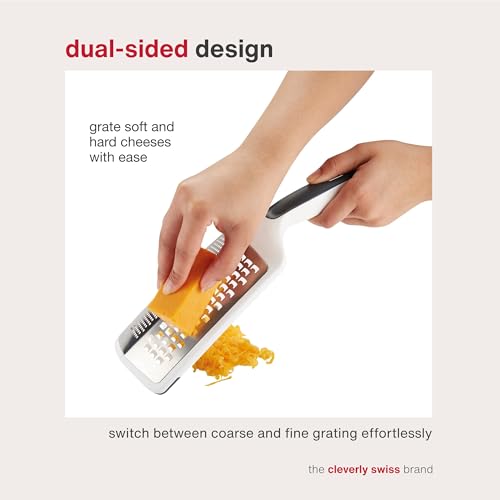 Zyliss SmoothGlide Dual Grater – Handheld with Stainless Steel Blades & Ergonomic Handle – Dual-Sided Medium & Coarse Grater for Cheese, Vegetables, Chocolate & More with Protective Cover - Image 3