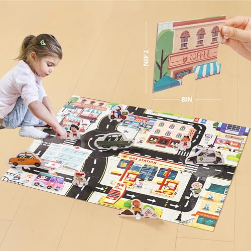 TOI Gaint Floor Puzzle for Kids Ages 3 and Up 2x3 Feet City Floor Puzzles for Toddlers 35 Extra Large Preschool Learning Jigsaw Puzzles for Boys and Girls - Image 5