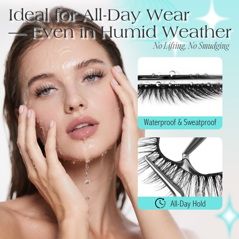 Bepholan Self Adhesive Eyelashes Natural Look,Pre Glued No Glue Needed Reusable Press On Lashes False Eyelashes Wispy with Tweezer of Replacement Adhesive Strips 8-14mm 5 Pairs(CVJ205) - Image 5