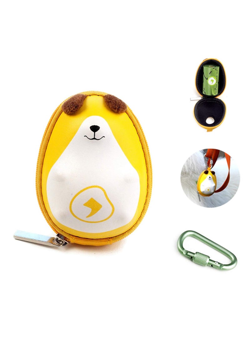 Excefore Funny Dog Poop Bag Holder, Dog Waste Bags Pouch with Carabiner for Leash, PU Doggie Poo Bags Dispenser, with Zipper and 1 Roll Leak-Proof Green Scented Bags, for Doggie Puppy (1 Pack) - Image 1