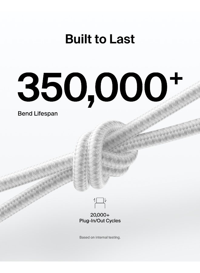 بيلكين Eco Braided USB-C to USB-C Cable (2M, 240W) - Soft, Flexible Fast-Charging Cable, Type C Charger Cord for iPhone 16, Galaxy S25, Pixel 9, MacBook, iPad Pro, & More - White (USB 2.0) White - Image 4