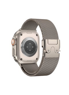 Milanese Mesh Loop Band For Apple Watch 49/46/45/44/42mm ,Designer Parachute-Style Metal Buckle Adjustable Strap for Men Women -Starlight