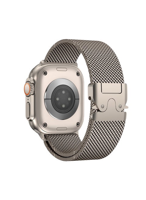 Milanese Mesh Loop Band For Apple Watch 49/46/45/44/42mm ,Designer Parachute-Style Metal Buckle Adjustable Strap for Men Women -Starlight