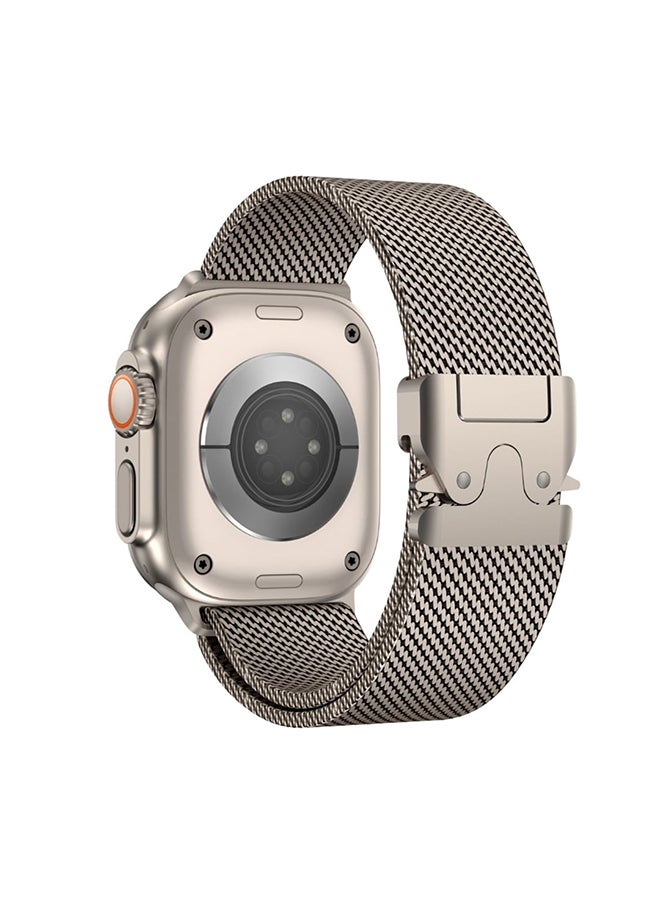 O Ozone - Milanese Mesh Loop Band For Apple Watch 49/46/45/44/42mm ,Designer Parachute-Style Metal Buckle Adjustable Strap for Men Women -Starlight - Image 1