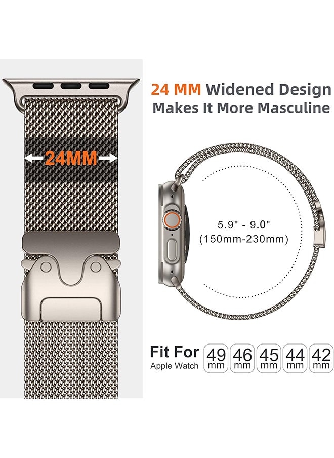 O Ozone - Milanese Mesh Loop Band For Apple Watch 49/46/45/44/42mm ,Designer Parachute-Style Metal Buckle Adjustable Strap for Men Women -Starlight - Image 1