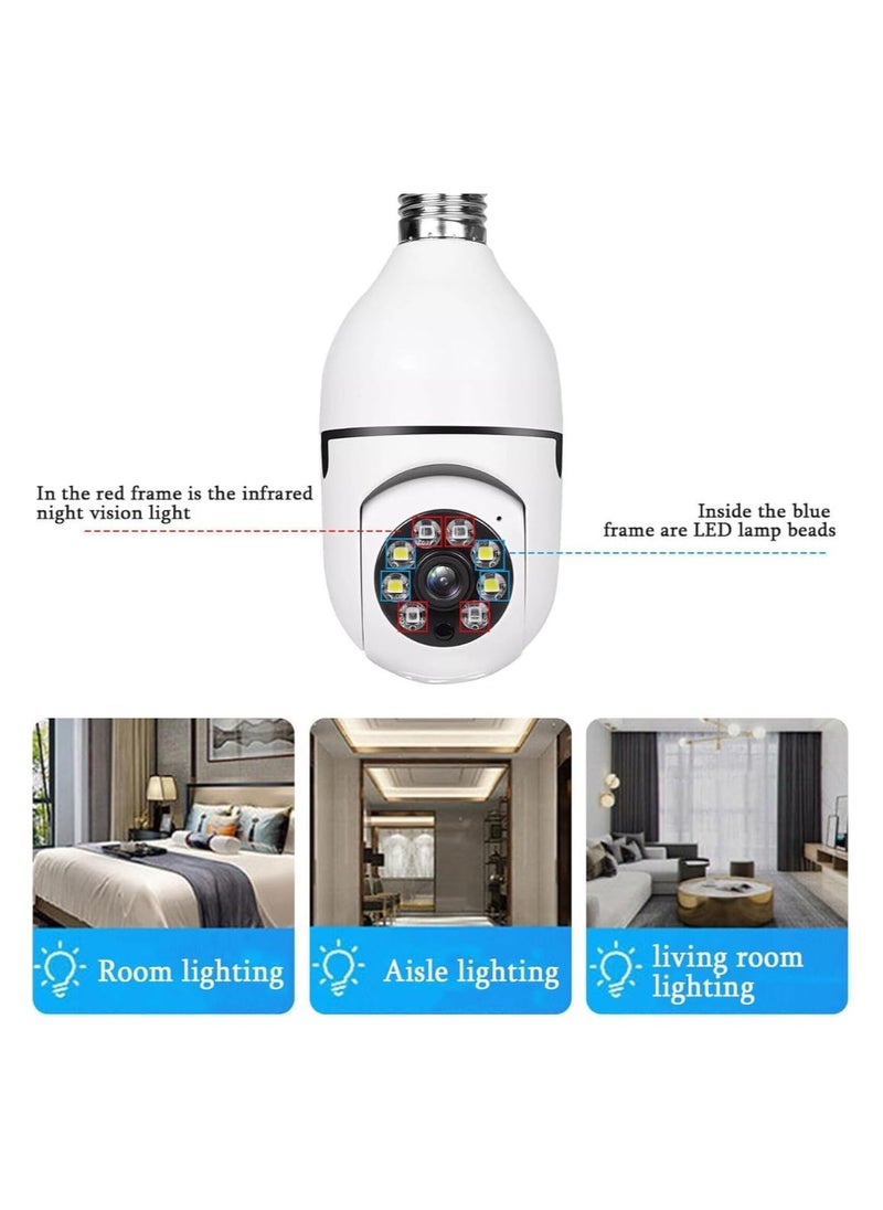 FARROBIZZ Security Camera Bulb, 2-Pack, Indoor/Outdoor, 360° Panoramic View, Motion Detection, Two-Way Audio  - Image 3