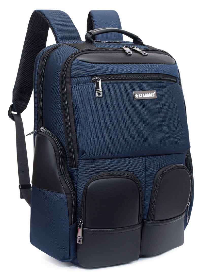ستارجولد حقيبة ظهر مقاس 17 بوصة مع جيب أمامي، وحزام عربة بمنفذ USB، وجيبين جانبيين، وحجرة للكمبيوتر المحمول - Image 1