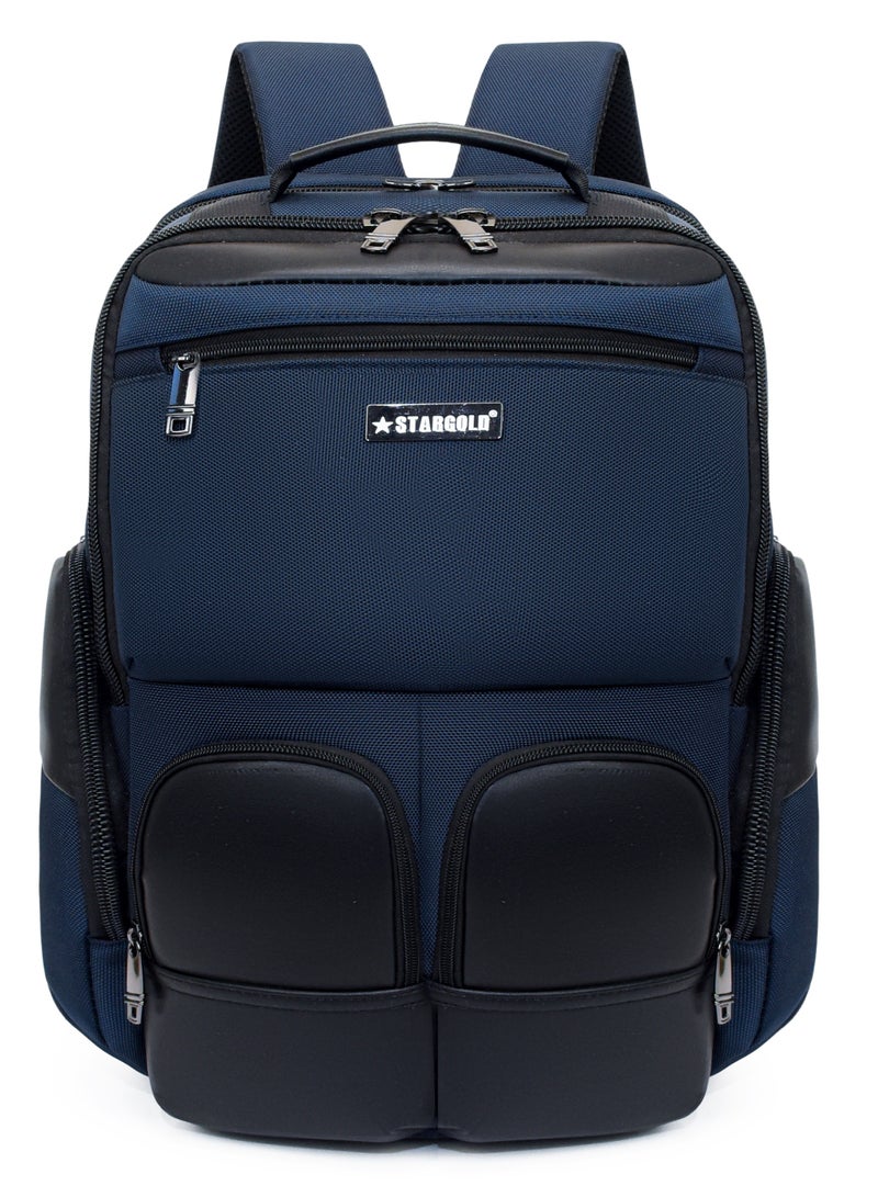 ستارجولد حقيبة ظهر مقاس 17 بوصة مع جيب أمامي، وحزام عربة بمنفذ USB، وجيبين جانبيين، وحجرة للكمبيوتر المحمول - Image 2