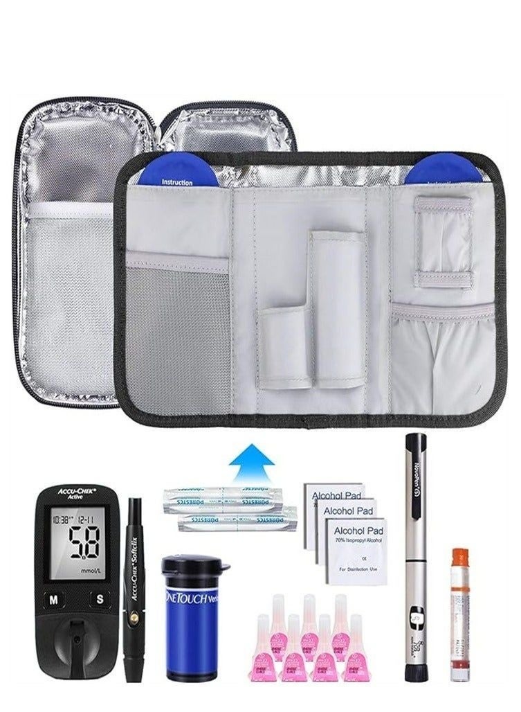 Leng Ke Insulin Travel Case - Insulated travel bag for diabetes insulin pens and vials - Gray - Image 2