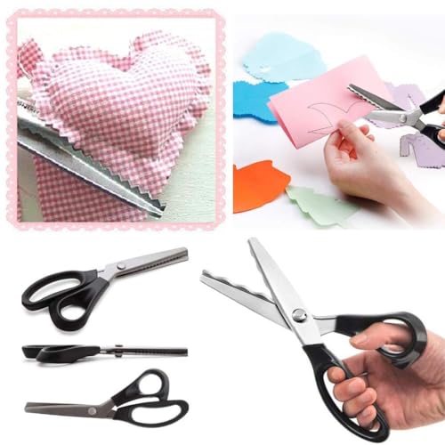 Jocaluyia Serrated Scalloped Edge Pinking Shears, Multifunction Stainless Steel Shears Tailor Scissors, Professional Zig-Zag Cut Scissors, Sewing Craft Cut Paper Clothing Fabric for Home (3mm, Scalloped) - Image 5