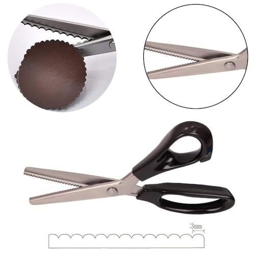 Jocaluyia Serrated Scalloped Edge Pinking Shears, Multifunction Stainless Steel Shears Tailor Scissors, Professional Zig-Zag Cut Scissors, Sewing Craft Cut Paper Clothing Fabric for Home (3mm, Scalloped) - Image 4