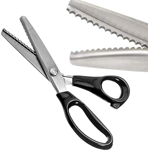 Jocaluyia Serrated Scalloped Edge Pinking Shears, Multifunction Stainless Steel Shears Tailor Scissors, Professional Zig-Zag Cut Scissors, Sewing Craft Cut Paper Clothing Fabric for Home (3mm, Scalloped) - Image 1