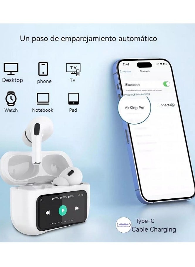 Music Pioneer - Touch screen control Wireless Earbuds Bluetooth 5.4 ANC/ ENC Noise Cancelling in-Ear Earbuds with Wireless Charging Case LED Display Deep Bass Earphones Headset with Built-in Mic Fifth Generation - Image 1