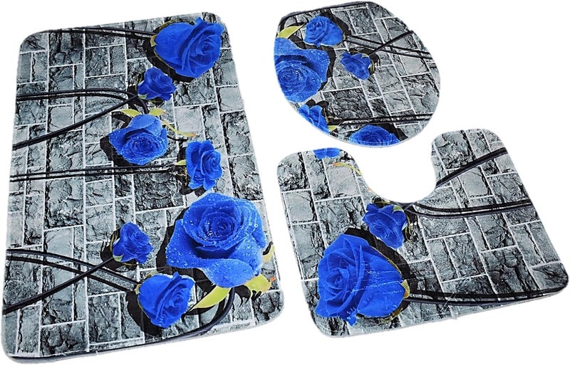 Home Concept AR-276 Bathroom Rug 3 Pieces Set, Multicolor - Image 1