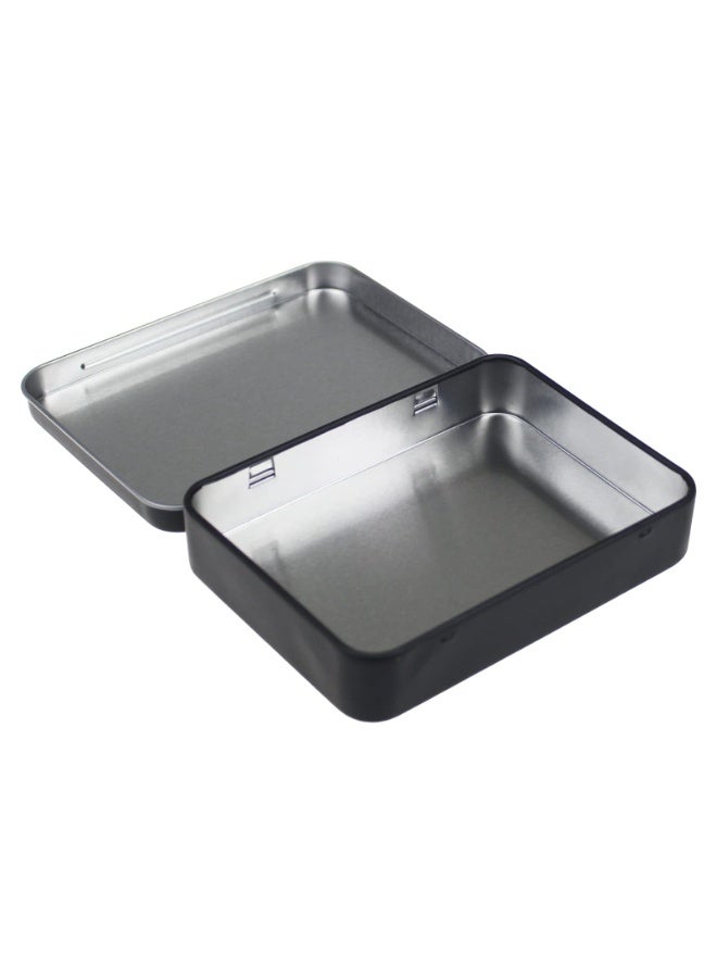 Daytoyz Rectangular Metal Empty Hinged Tins Containers Basic Necessities Home Storage Organizer Mini Box Set, 4.5 x 3.3 x 0.87 inches (Black) - Image 2
